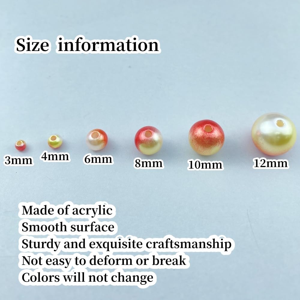 2000 Pcs Pearl Beads 4mm Craft Beads Gradient Round Spacer Loose Beads for Earring Bracelet Necklace Key Chains Jewelry DIY Craft Making Decoration and Vase Filler(Yellow Orange) - Image 2