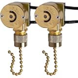 Akahttbn Ceiling Fan Switch Zing Ear ZE-109M Pull Chain Cord Switch For Ceiling Light Fans Lamps and Wall Lights Pull Chain Switch Brass Pull Chain,2 Pack