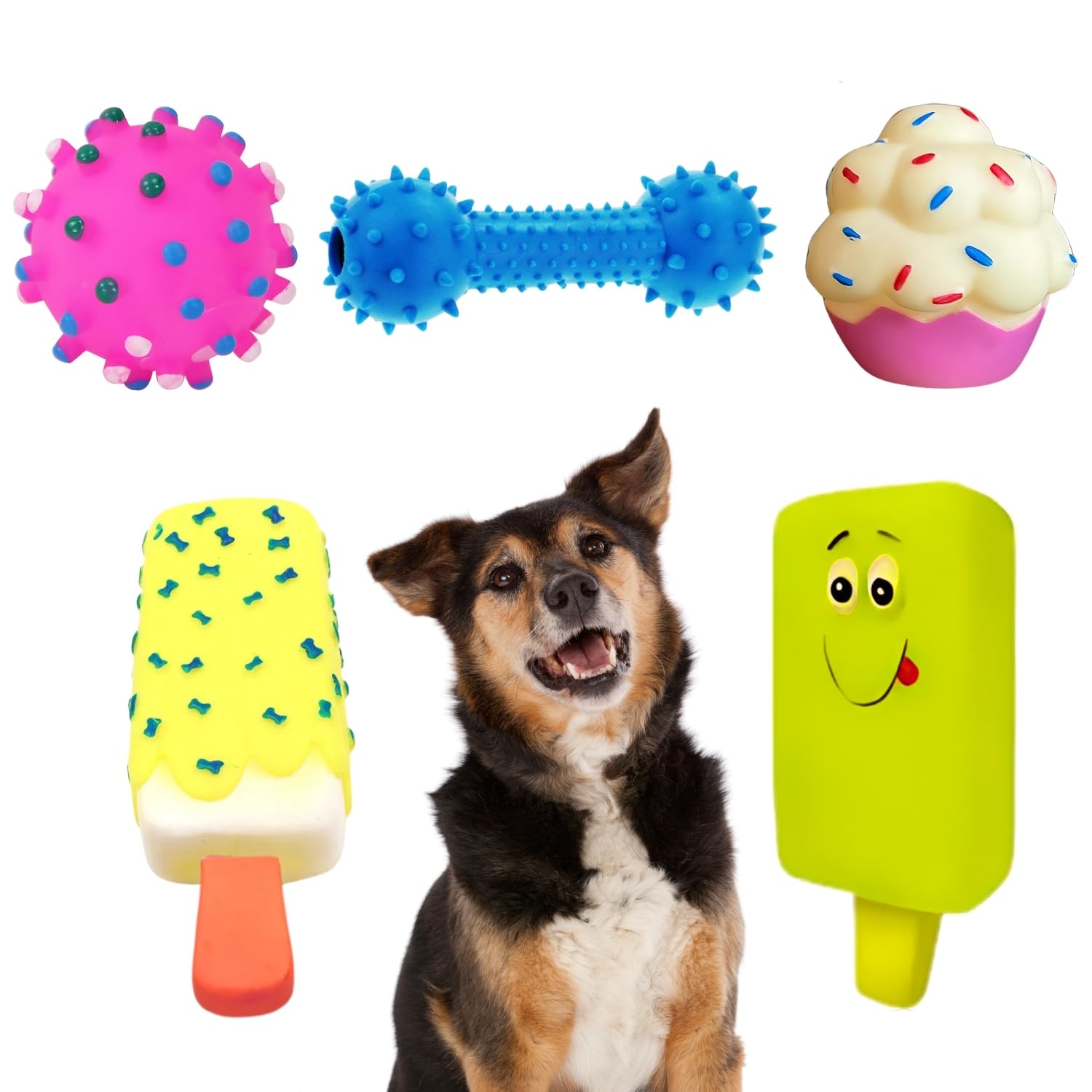 Sage Square Premium Squeaky Toy Set of 5 for Dogs - Durable, Chewable, Rubber Toys, Multiple Fun Shapes & Colors for Interactive Play, Teething Relief, Keeps Entertained, Happy (Combo No. 1) (B0DFTMNVLD) Amazon Price History, Amazon Price Tracker