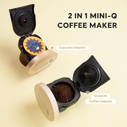Miniatura 2 de Cafetera de una sola porción para cápsulas K Cup y café molido/té, preparación rápida en 2 minutos, cafetera 2 en 1 con un botón, tamaños de Champán