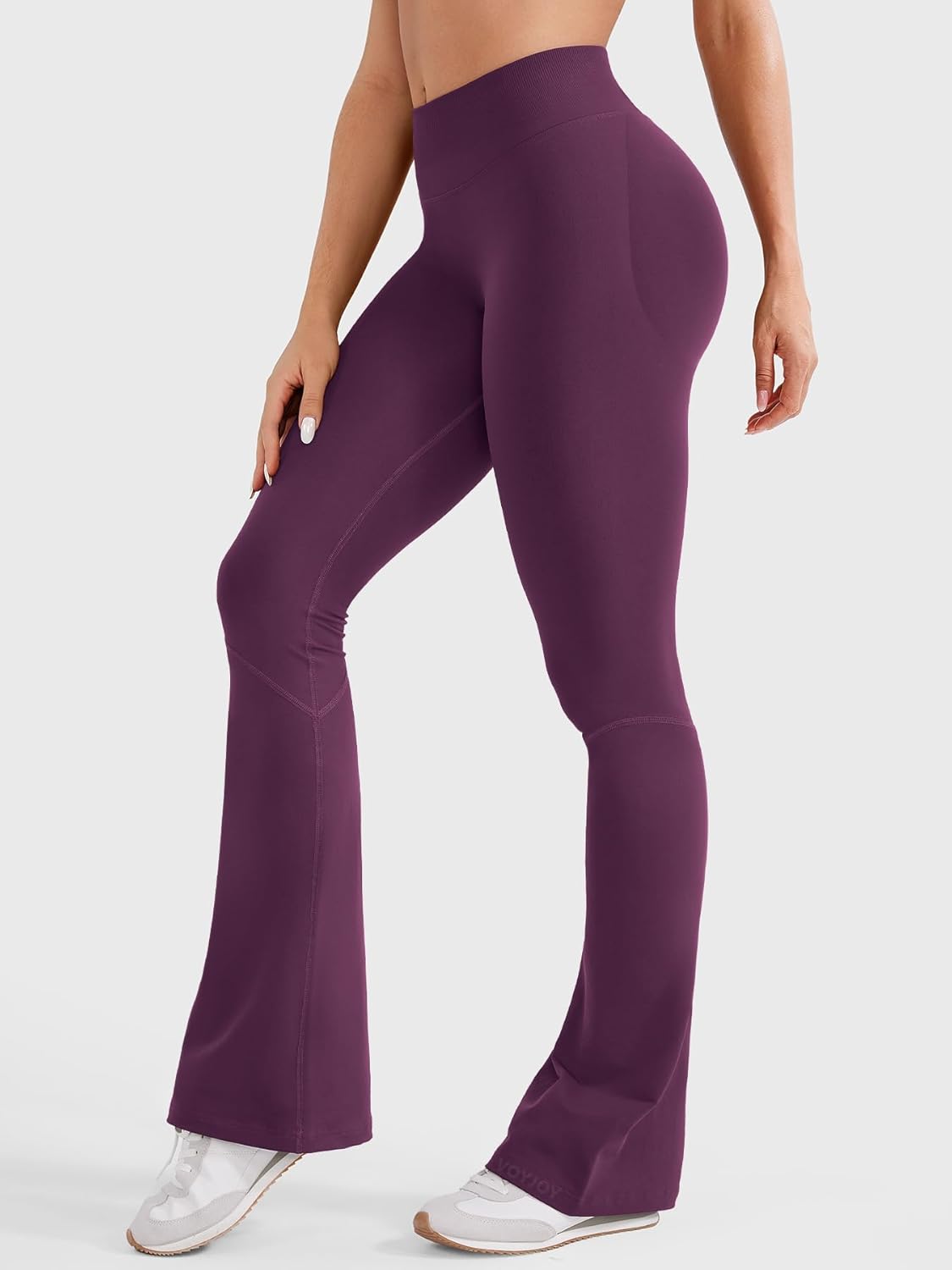 VOYJOY Women Mini Flared Leggings Hidden Scrunch Gym Pants Impact Seamless Workout Butt Lift Compression Flare Bootcut - Image 4