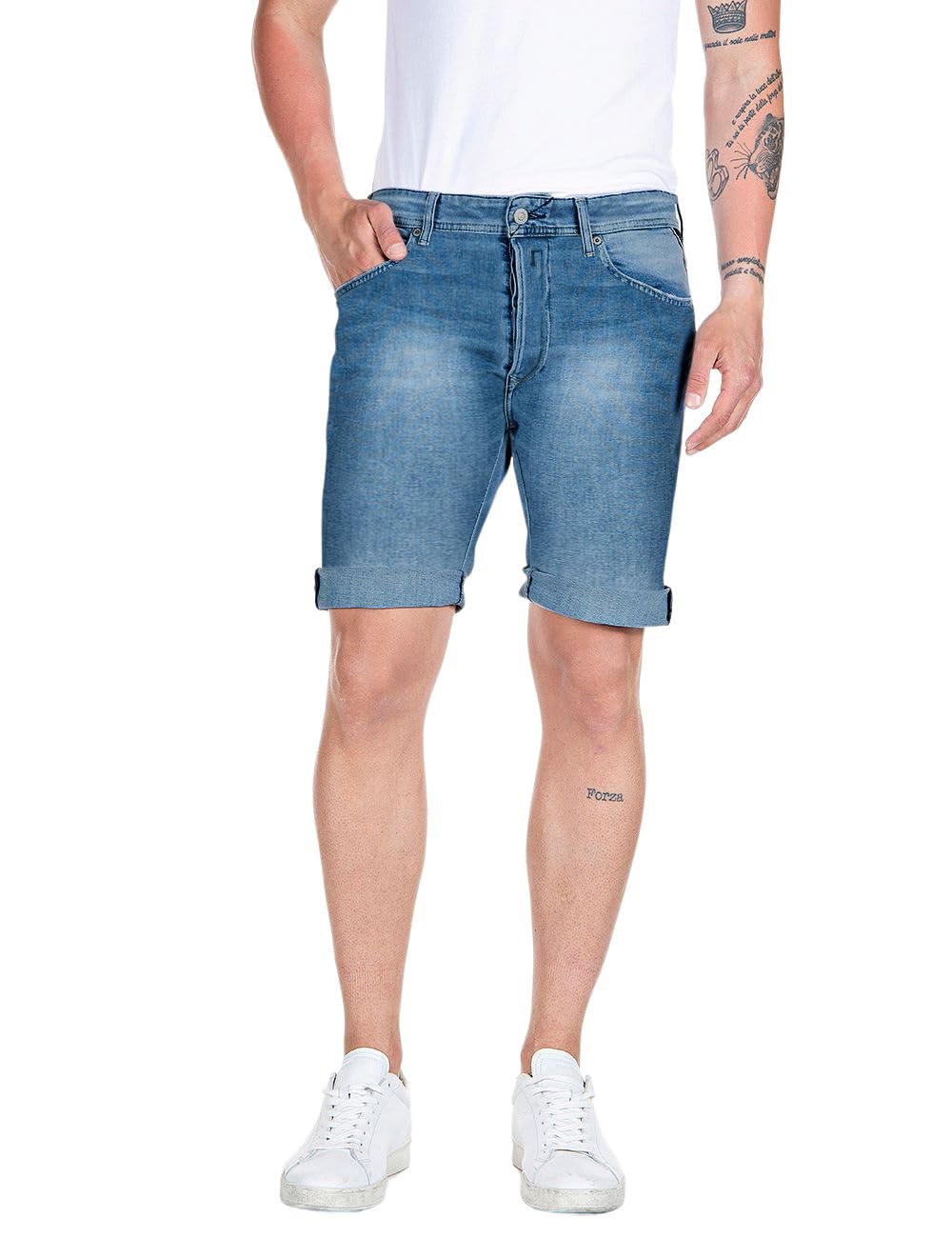 REPLAY Pantalones Cortos Vaqueros con Power Stretch para Hombre
