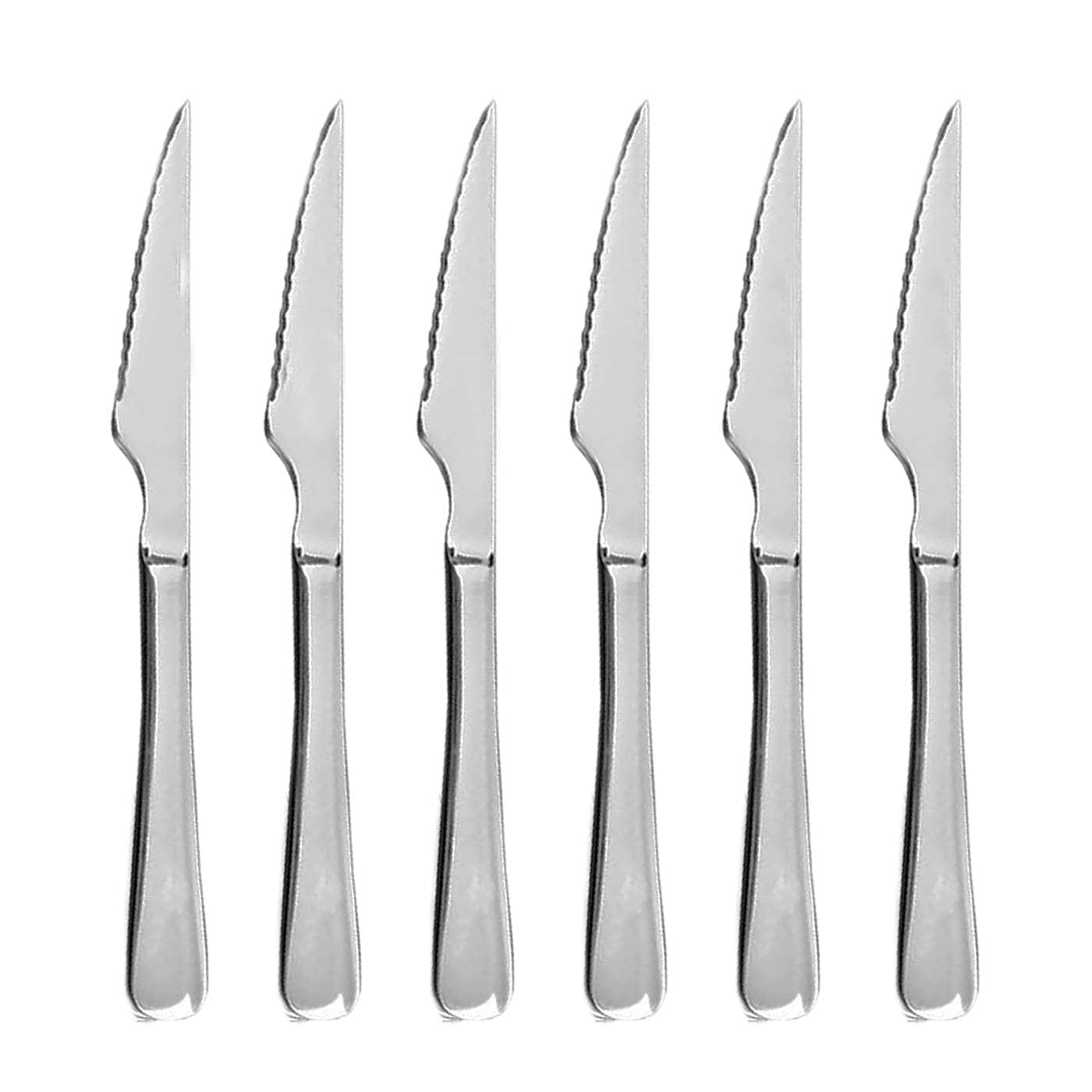 various Cuchillos de Carne,Cuchillo Chuleteros,Cuchillo de Mesa,6 uds, Acero Inoxidable,Acabado Brillante. Colección Minimal (Cuchillo para Carne)
