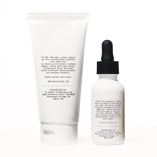 Miniatura 8 de MOX Juego de iniciación para el cuidado de la piel para hombre (juego de 2 piezas)  Incluye limpiador facial exfoliante de menta + suero hidratante