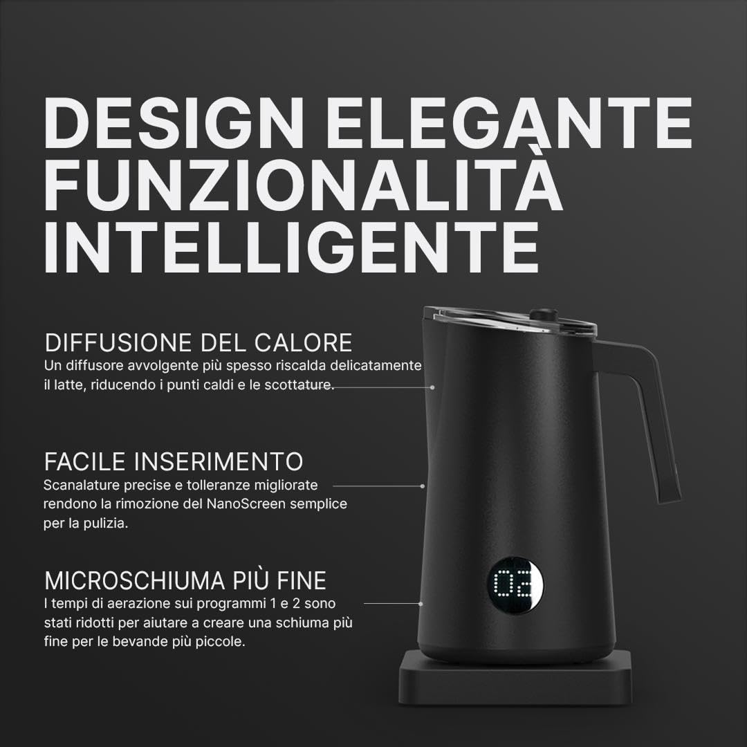 Subminimal NanoFoamer PRO, Frullino Montalatte Elettrico Senza Maniglie, Schiuma Latte Professionale per Latte Art, 3 Flussometri Inclusi, Compatibile con Tutti i Latti, Nero