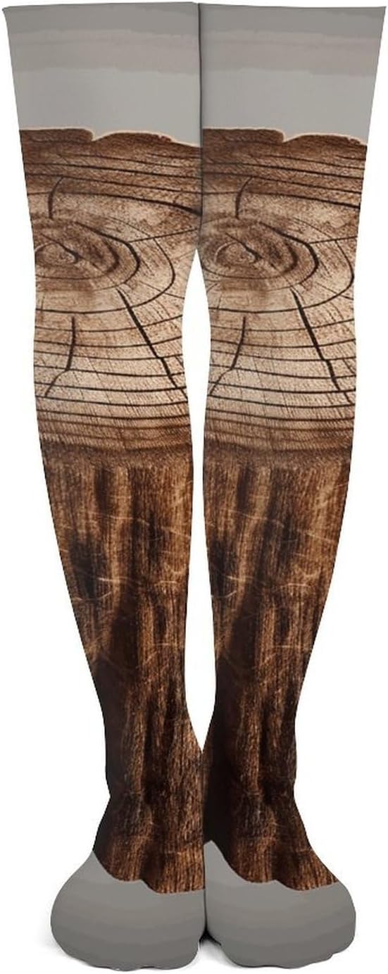 Stump of Oak Tree Knee High Stockings for Women 23.6" Breathable Thigh High Stockings Over The Knee Socks
