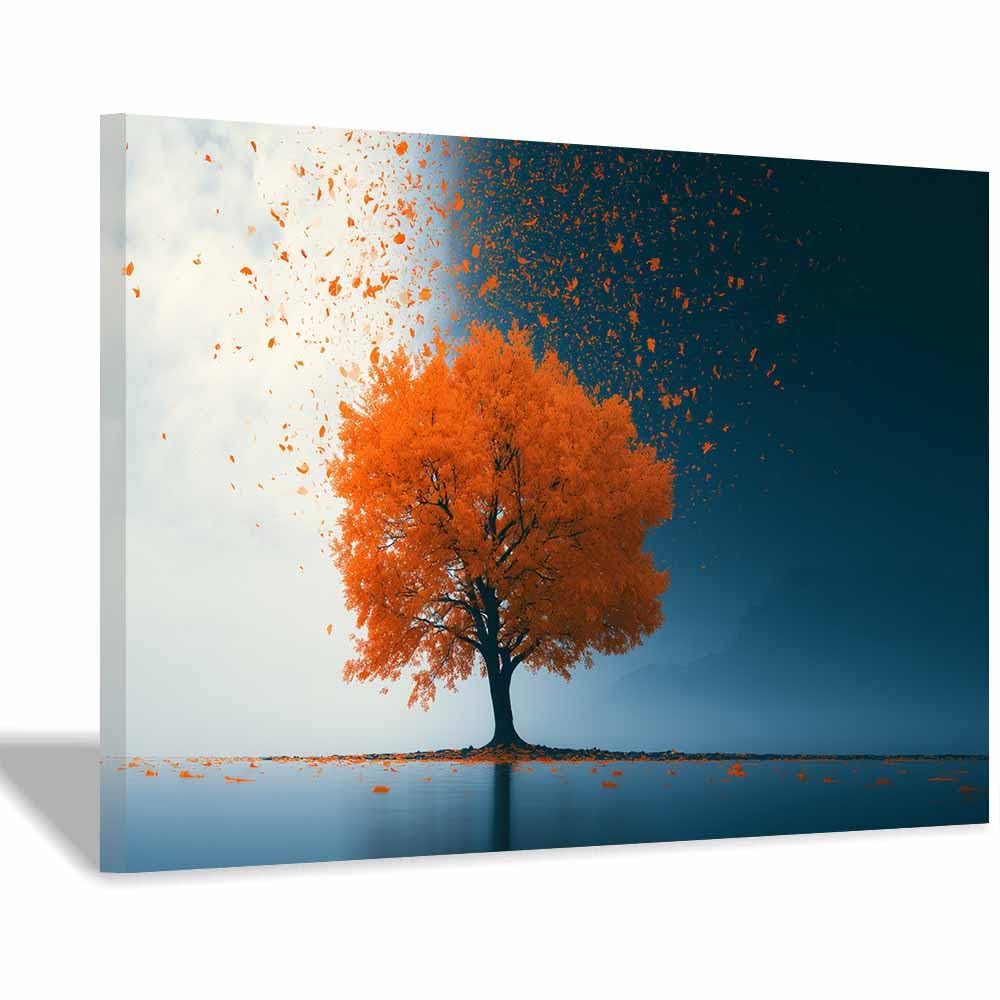 XENIOU Tree Wall Art Golden Ginkgo Art canvas wall art, prints for walls, for living room bathroom Bedroom Home Decoration.(Multicolor)-20x30cm Framed
