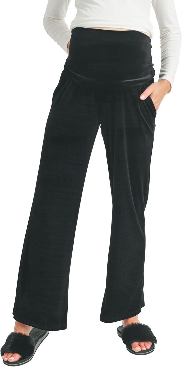 LaClef Women's Yoga Over Belly Boot Cut Maternity Pants with Pockets