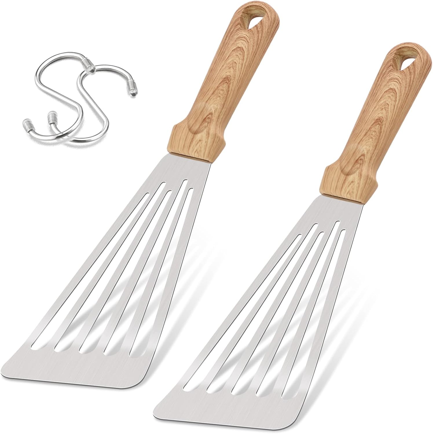 12.5In Fish Spatula, HaSteeL Stainless Steel Slotted Turner with Plastic Handle, Heavy Duty Metal Griddle Spatula for Grilling Cooking Baking Flipping Frying, Easy to Clean & Beveled Edge - 2Pcs (12.5''+12.5'' ABS Core Handle) Thumbnail