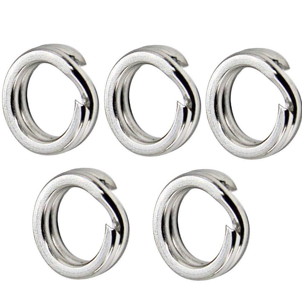 Luengo100PC Round Flat Fishing Split Rings Hyper Wire Metal Split Ring Terminal Tackles Lure Connectors (5.5mm)