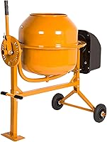 Fujampe Gen120 Portable 4.2 Cu Ft Electric Concrete Mixer - 120L Drum, 1/2 HP Motor, Wheels, Stucco Mortar Mixing Machine (Yellow)