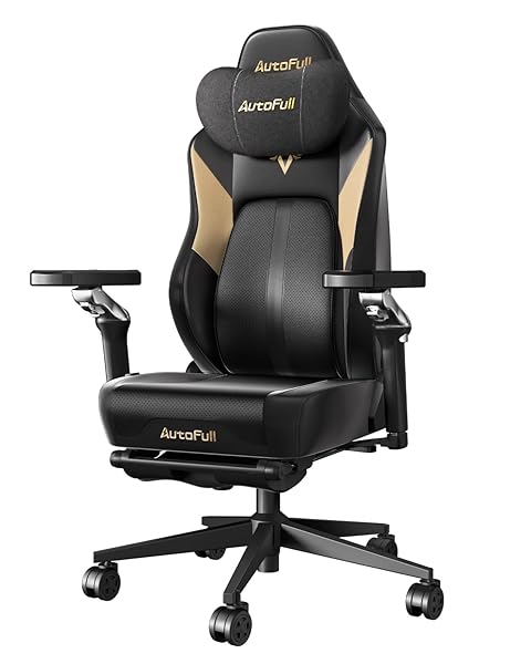 AutoFull M6 Gaming Chair, Ventilated and Heated Seat Gaming Chair with 360° Adjustable Armrest, AUTO Dynamic Tracking Lumbar Support Ergonomic Office Chair with Footrest, Black