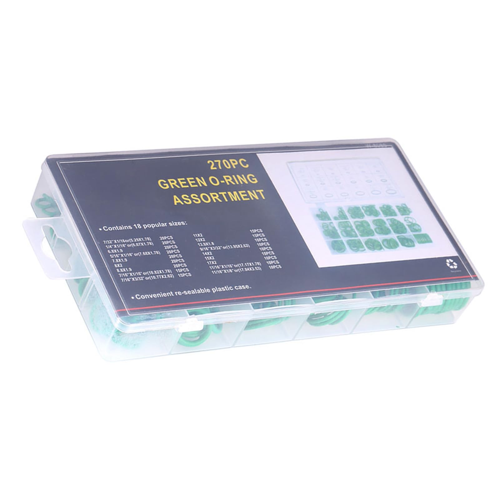 yosoo 270pcs 18 Größen Dichtungsgummi Sortiment Kit für Klimaanlage HNBR O-Ring Set Auto Auto Fahrzeug Repair Grün