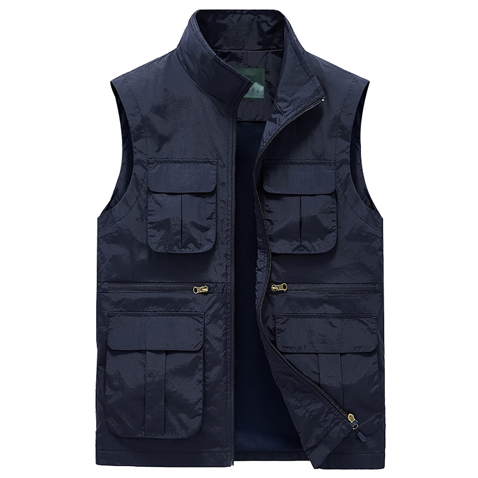 Hombres Chaleco de Pesca con Multibolsillos Respirable Viajes Senderismo Chaleco(Size:8XL,Color:Azul)