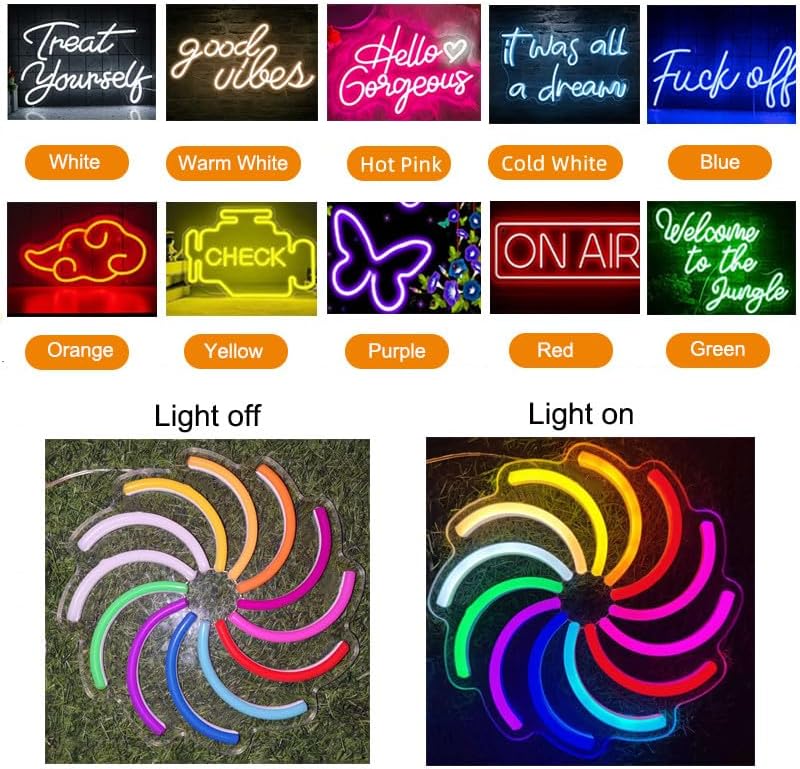 Miniatura 5 de Letrero de neón personalizado, letreros de neón LED personalizados para decoración de pared, luces de neón regulables, 7 funciones de color