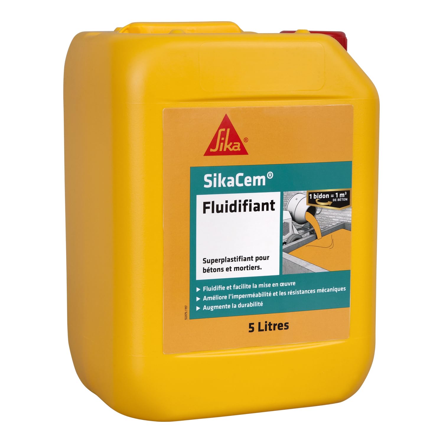 SIKA - Superplastifiant béton et mortier - SikaCem Fluidifiant - 5L | Améliore la maniabilité du béton - Réduit l’eau de gâchage - Augmente les résistances mécaniques - Améliore la durabilité