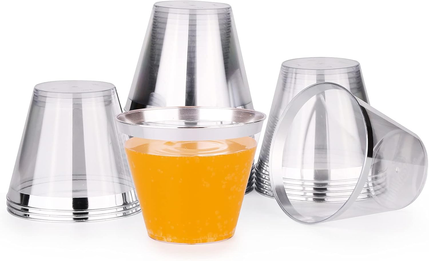 FULING 175 Pieces Silver White Dinnerware Set For 25 Guest Disposable Tableware Plastic Cutlery 5-Sets, With 12oz Cups, Knife, Fork, Spoon, Dinner Paper Each 25 Pieces For Wedding, Birthday, Party - Image 2