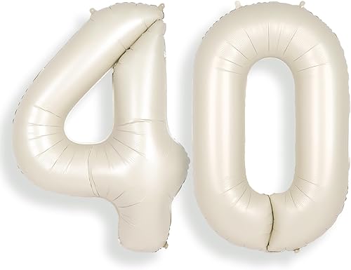 Miniatura 7 de SUWEN Globos grandes de 40 pulgadas color blanco crema con el número 15, globos de helio de aluminio grandes del 0 al 9, decoraciones de fiesta de