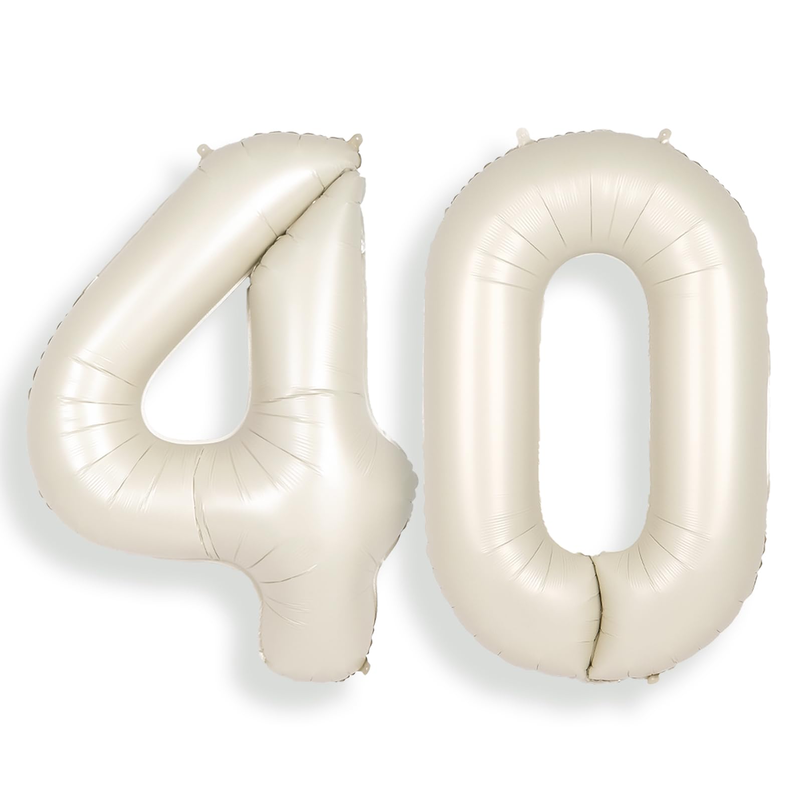 SUWEN 40 Inch Cream White 40 Number Balloon Foil 0-9 Birthday Big Numbers — image 1