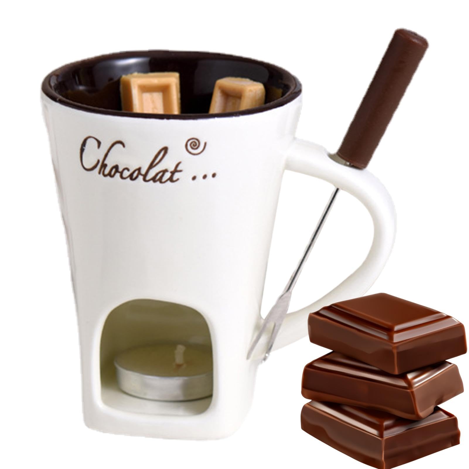 Service À Fondue Au Chocolat Premium - Bol En Céramique Avec
