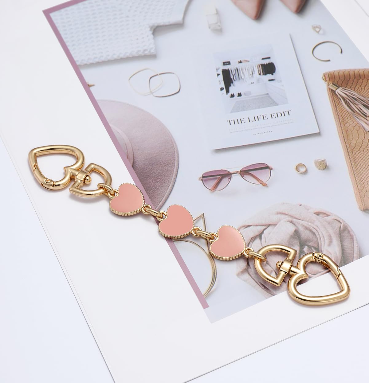 Anbys 2Pcs Bag Extender Chain Heart Moon Purse Extender Chain for Handbags Purse Strap Extender Pink Purse Charms