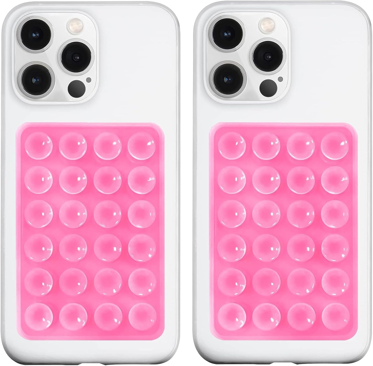 2 Pack Silicone Suction Phone Case Mount, Non Slip Sticky Phone Grip for Cellphone, Silicon Adhesive Suction Cup Phone Mount, Strong Grip Holder for Selfies and Videos (Pink) (Pink)-image-5