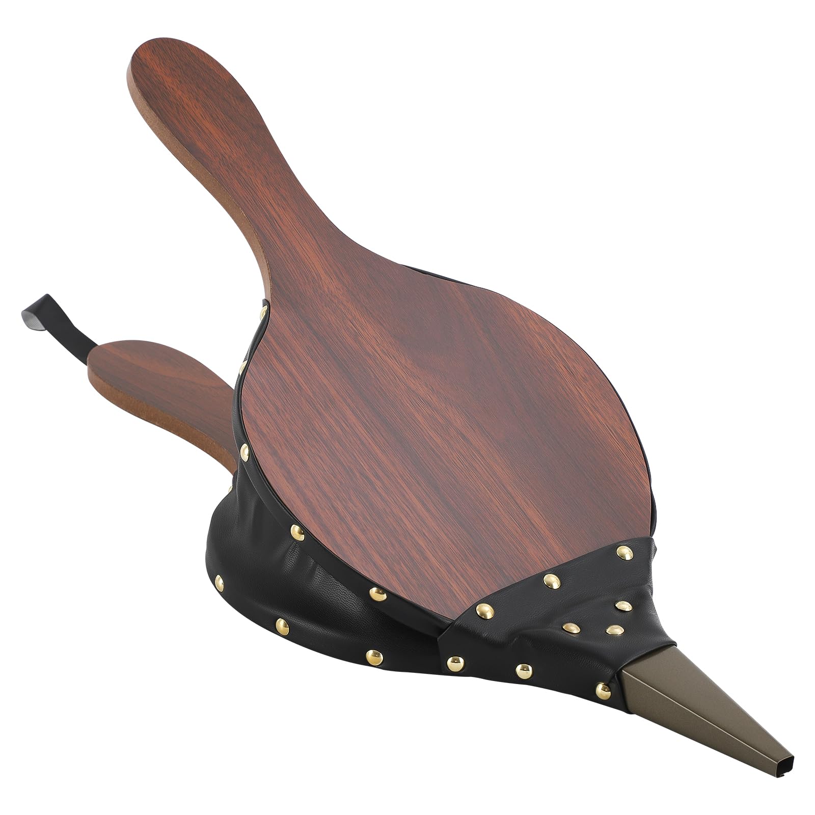 Gtongoko Soffietto per camino, 48,3 x 19,1 cm, grande, per interni ed esterni, campeggio, barbecue, in legno, pompa a soffietto, accessori per utensili antincendio con cinghia per appenderlo, marrone