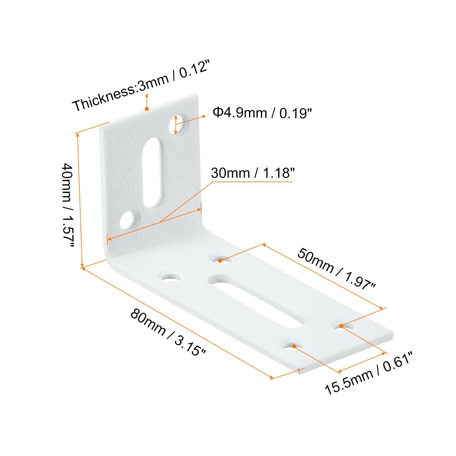 QUARKZMAN Regulowany kąt do dużych obciążeń, 2 sztuki, 80 x 40 x 30 mm, stal nierdzewna, kątownik do dużych obciążeń, 90 stopni, złącze kątowe do naprawy mebli, kolor biały
