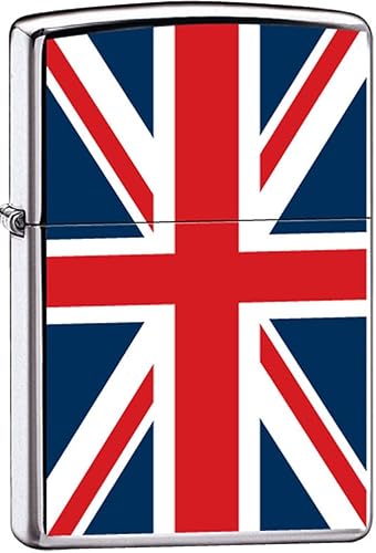 Zippo Encendedor cromado pulido "Bandera del Reino Unido", 7961