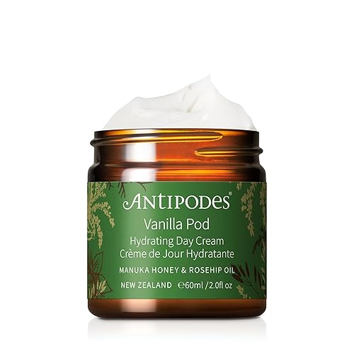 ANTIPODES Crema hidratante de día Vanilla Pod - Crema hidratante facial antienvejecimiento para piel seca con aceite de rosa mosqueta, aceite de