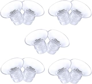 Juome 10Pcs Flange Inserts 13/15/17/19/21mm Compatible with Momcozy/Spectra/Medela/Elvie/Willow 24mm Breast Pump Shields/Flanges, Reduce 24mm Nipple Tunnel Down to Other Size, Replacement Pump Parts