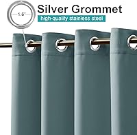 Vista 131 de NICETOWN Cortinas grises para exteriores para patio, impermeables, 2 paneles, resistentes al viento, a prueba de óxido, ojales superiores e