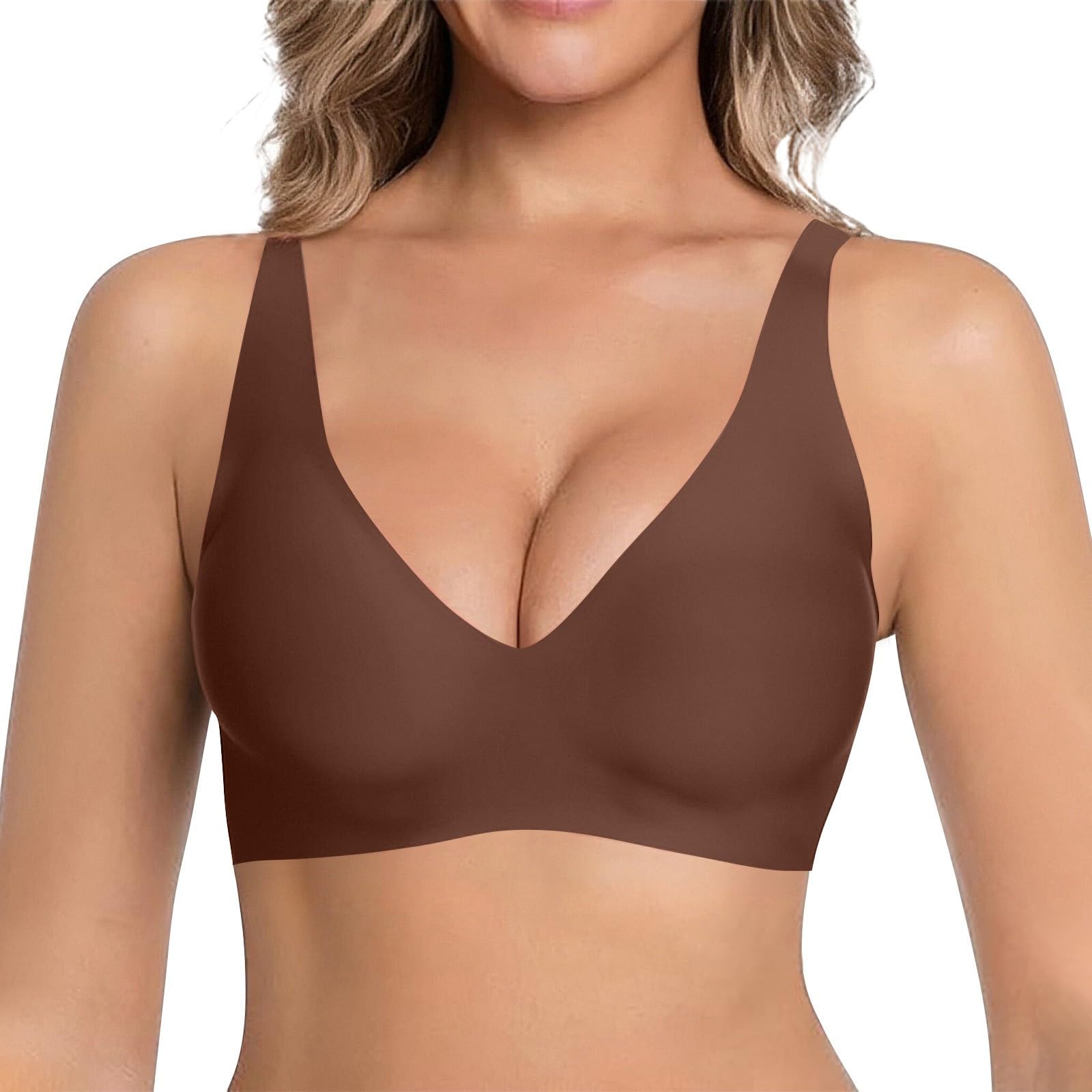 Jelly Bras for Women Deep V Wireless Push Up Leopard Bra Lift Supportive Full Coverage No Underwire Seamless Jelly Bras Plunge Bralette Comfort Adjustable Straps Everyday T-Shirt Shapecurve Bra — view 27