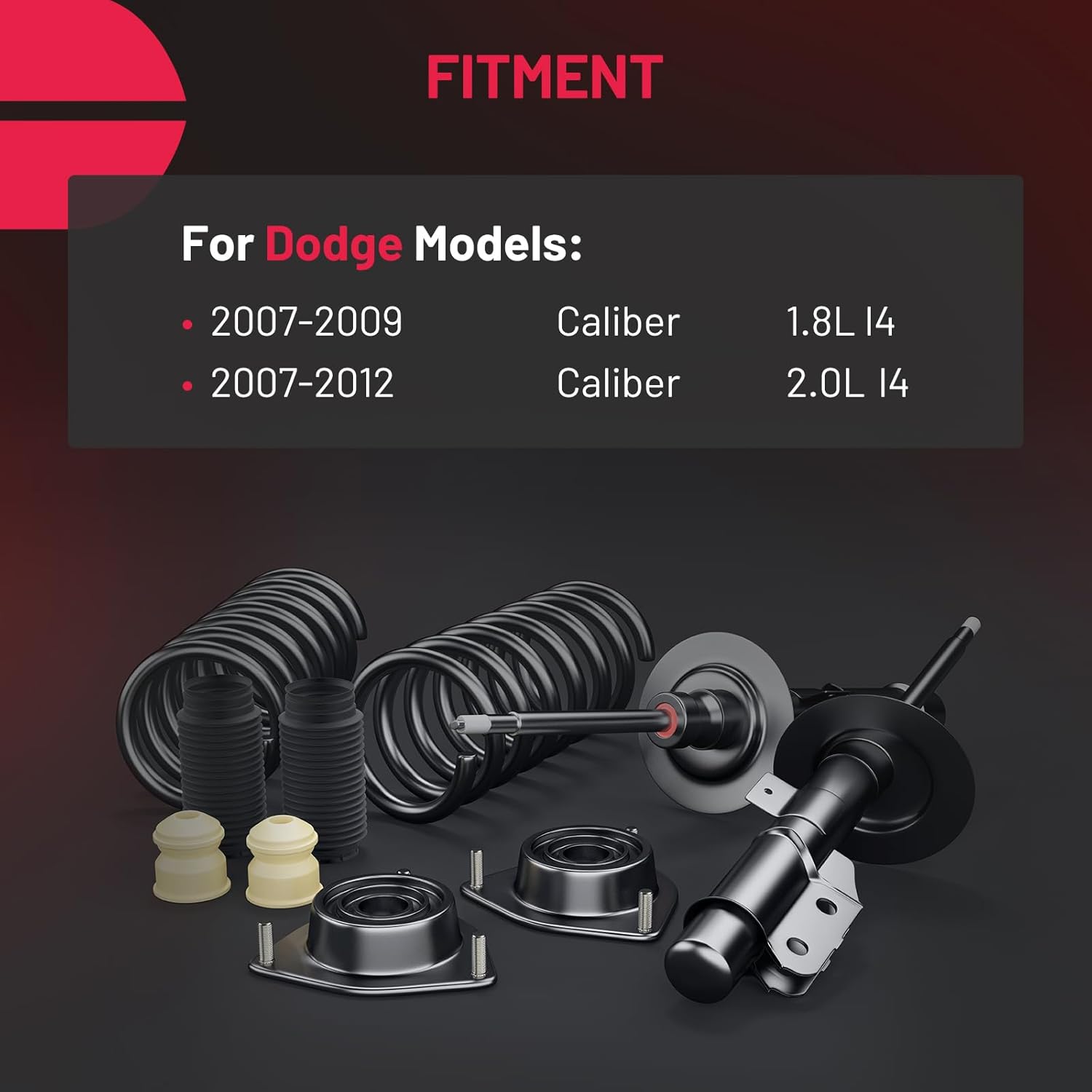 BDFHYK 2PCS Rear Shock Absorbers kit Compatible with Dodge 2007-2012 Caliber 2.0L l4, 2007-2009 Caliber 1.8L l4 Replacement Struts Shocks Assembly for 172401