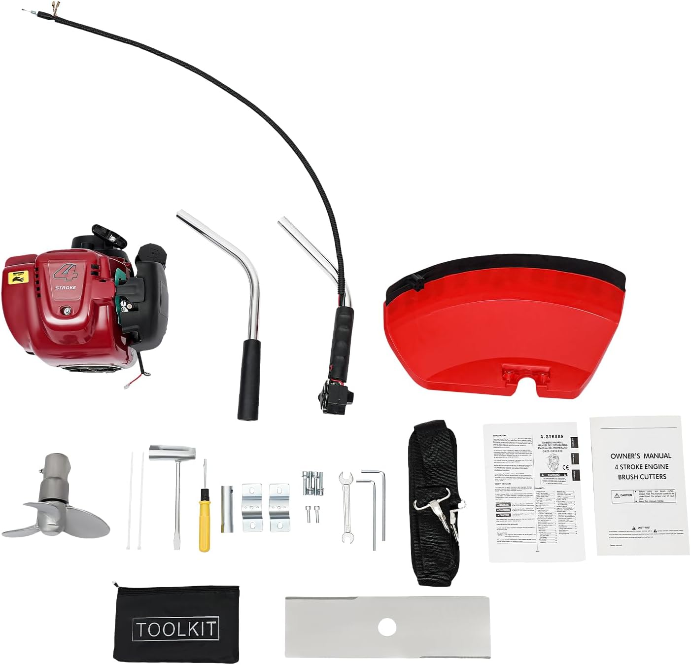 Gasoline Brush Cutter 2-Stroke8500RPM Gas Weed Wacker Brushs Cutter and Gas String Trimmer 2-Cycle Extreme Duty with Fuel Tank Multi Garden Tools Brush Cutters Weed Wacker for Yard Lawn (35.8CC+1050W)