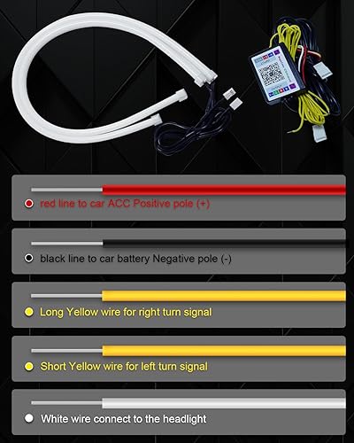 Miniatura 8 de Qasim Tiras LED secuenciales APP Control Bluetooth RGB Multi Color Faro 24 pulgadas LED Correr Luces Diurnas Flexible DRL Tubo Tira 12V 2 Pack