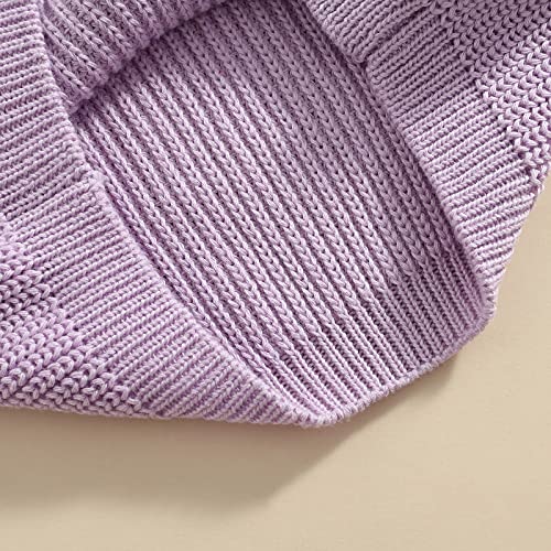Toddler Baby Girl Boys Sweater Round Neck Long Sleeve Candy Color Knitted Pullover Tops Autumn Winter Sweatshirt (Candy Purple, 3-4T) #TOP3