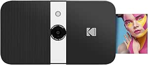 Zink KODAK Smile Instant Print Digital Camera – Slide-Open 10MP Camera w/2x3 Zink Printer (Black/ White)