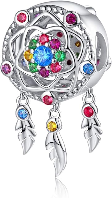 FOREVER QUEEN Women's Moments Spiritual DreamCatcher Charm Bead 925 Sterling Silver Charm Bead fit Pandora Bracelet, Gift With Jewelry Box