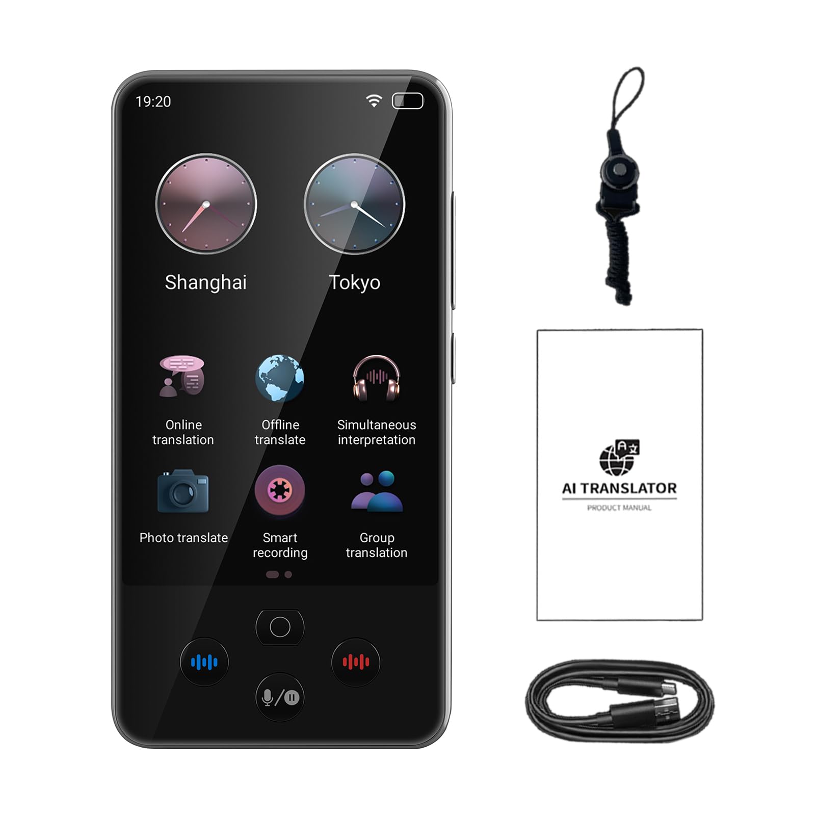XUMIUZIY Tragbarer Touchscreen-Übersetzer, 138 Sprachen, Multifunktionales Sprachgerät für Geschäftsreisen, 3,97 Zoll