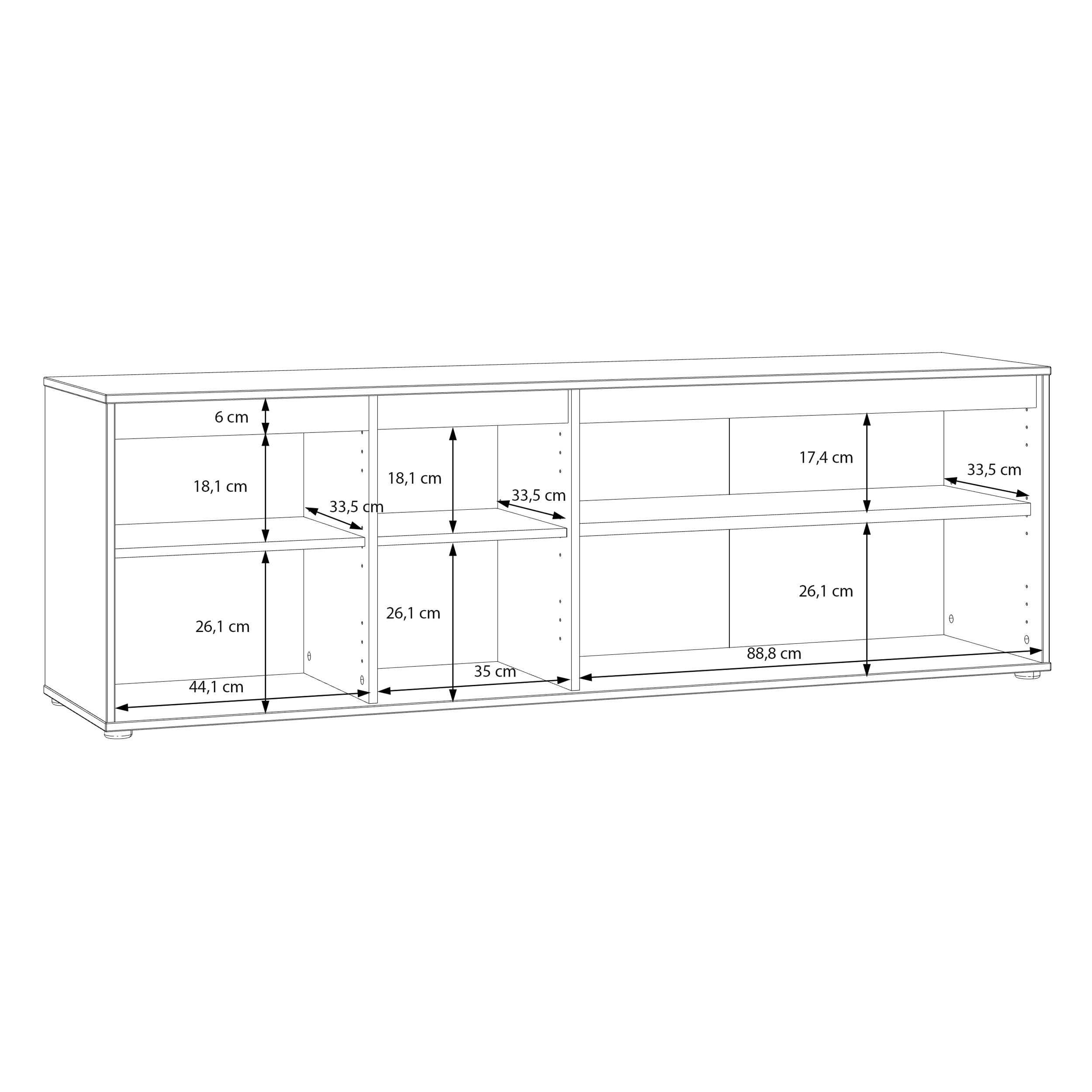 Forte ELISTON TV-Schrank 170 180, modernes Lowboard mit Lamellendesign, 4-türig, Wohnzimmer, Mauvella Eiche Holzdekor|Kashmir Beige, 174,3 cm breit x 56,1 cm hoch x 41,5 cm tief