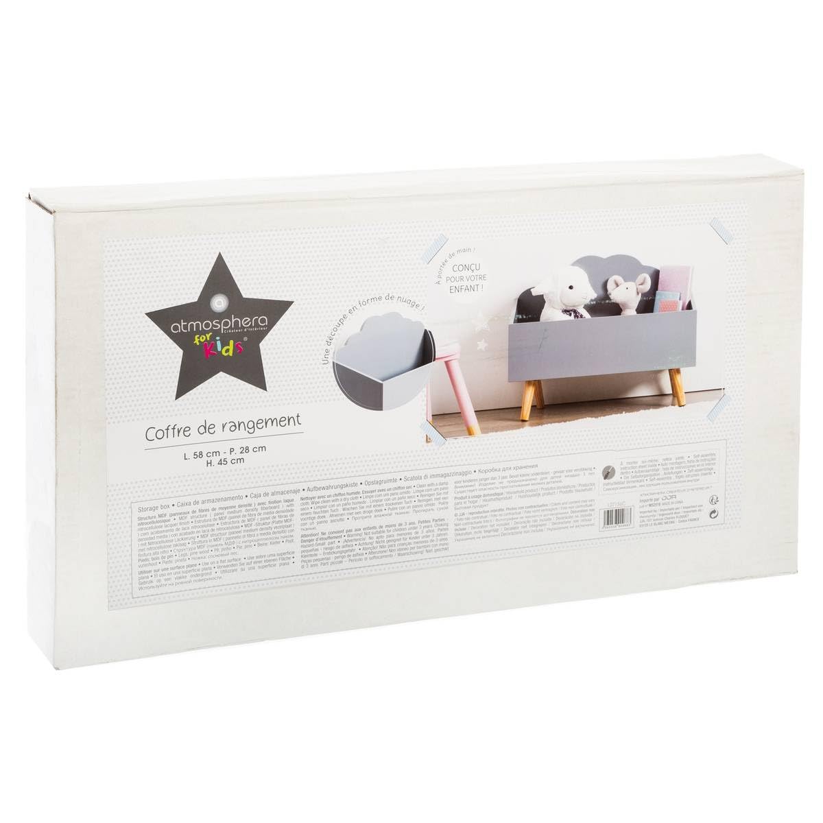 ATMOSPHERA CREATEUR D'INTERIEUR Cassapanca per giocattoli, mobiletto a forma di nuvola, colore: grigio