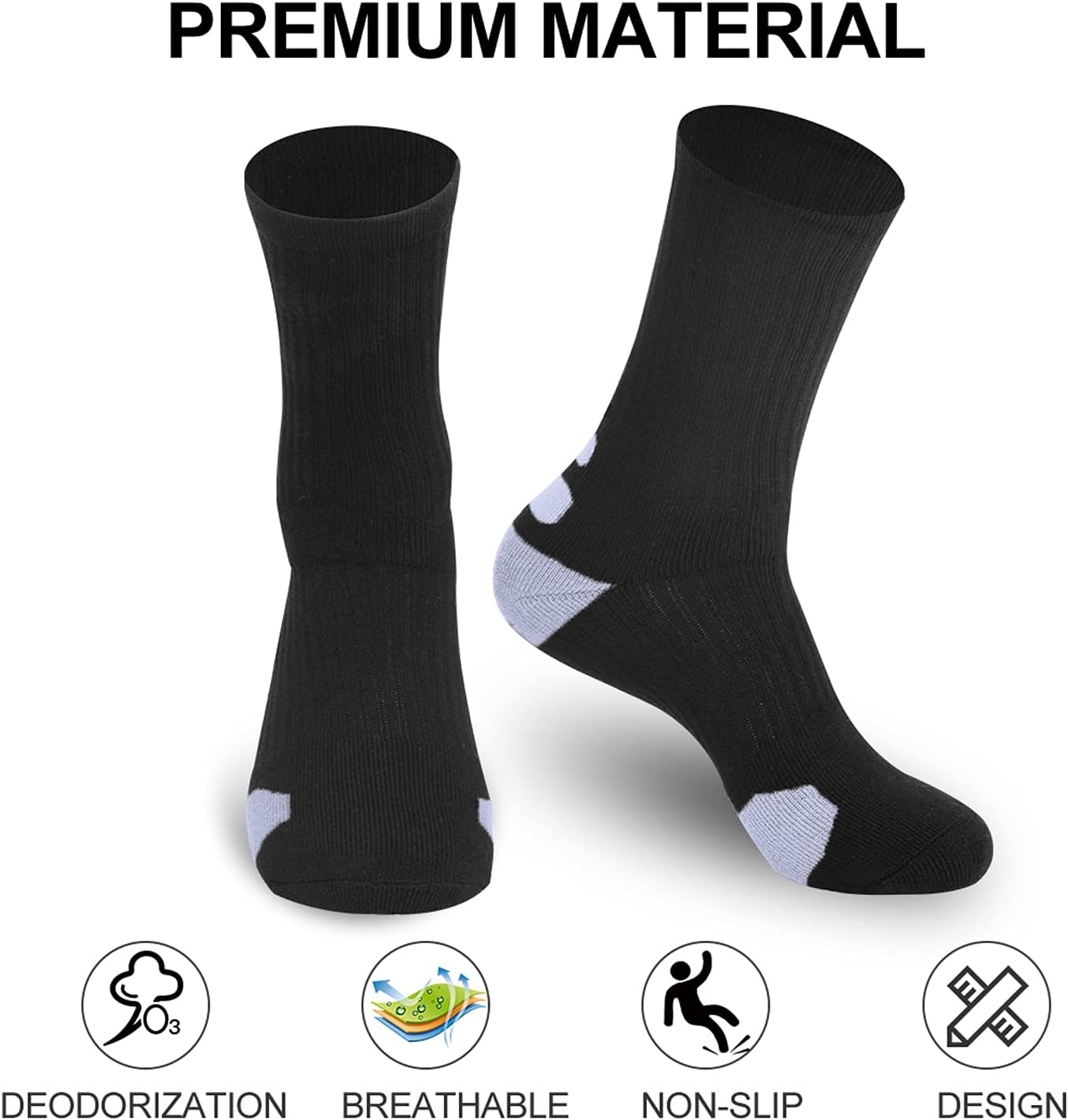 Basketball Socks for Men & Boys, Cushioned Athletic Sports Crew Socks for Youth Adult - Image 4