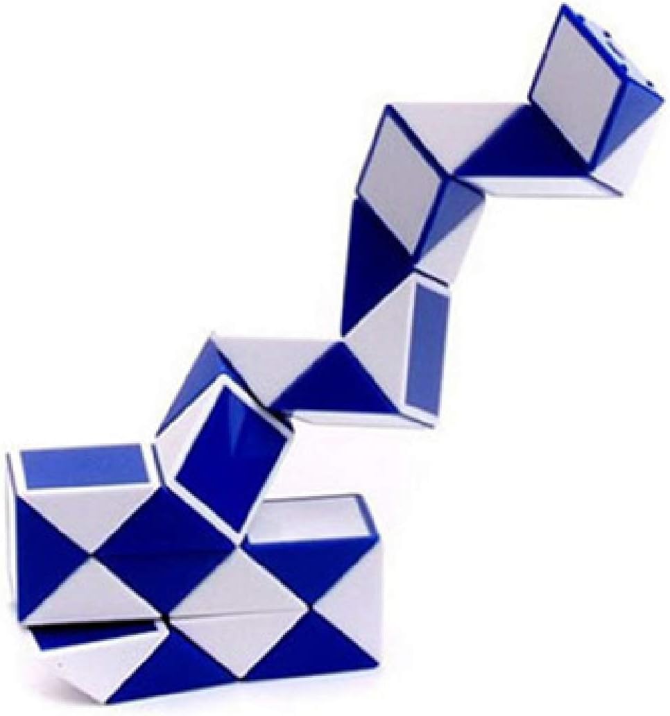 Snake Magic Speed Cube Speed Twist Brain Puzzle Cube Brain Teaser Toys for ADD ADHD Anxiety and Autism Adult Children (Blue & White)