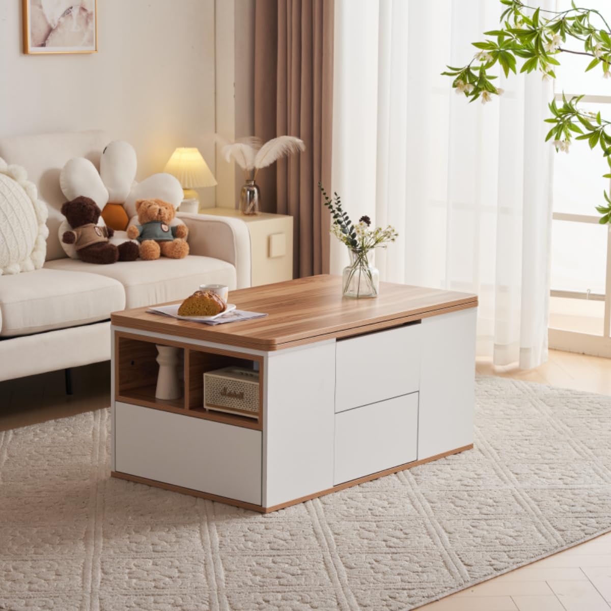 ローテーブル 昇降式 おしゃれ 天板高さ42~64cm調節可能 35O56 ローテーブル 昇降式 おしゃれ 天板高さ42~64cm調節可能 35O56