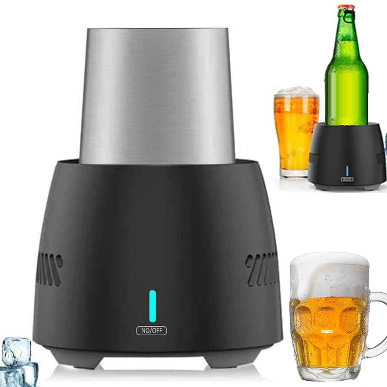 FHRKA Portable Fast Cooling Cup,Mini Electric Beverage Cooler,Cooler Cup Drink Chiller Beverage Cooler for Beer,Wine,Water (Black)