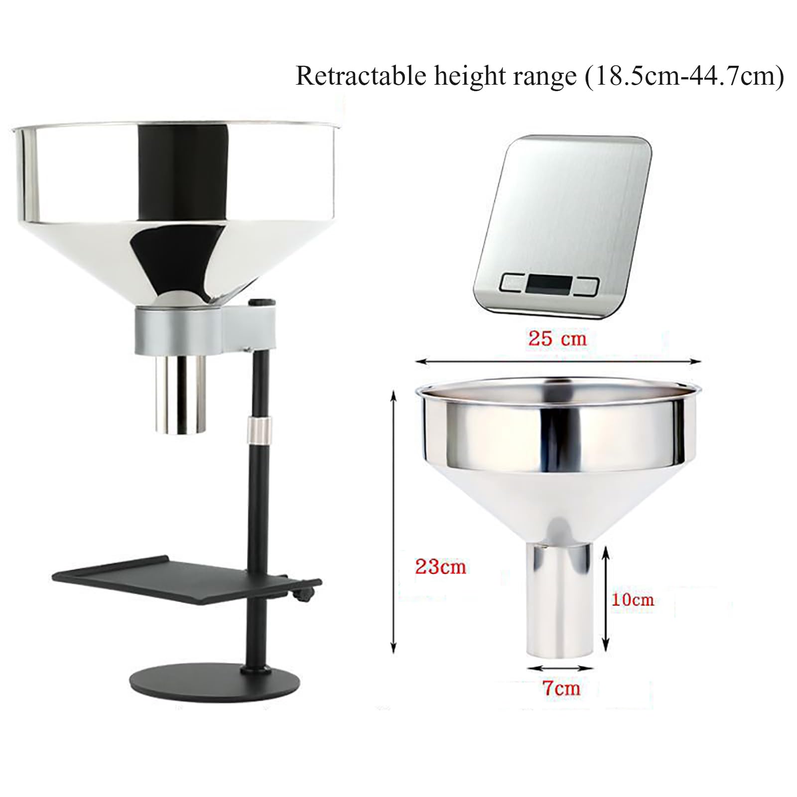 Embudo De Llenado De Acero Inoxidable, Embudo De Envasado con Soporte Y Báscula Electrónica, Bandeja Elevadora Y Soporte, Adecuado para Llenar Materiales Líquidos O Sólidos