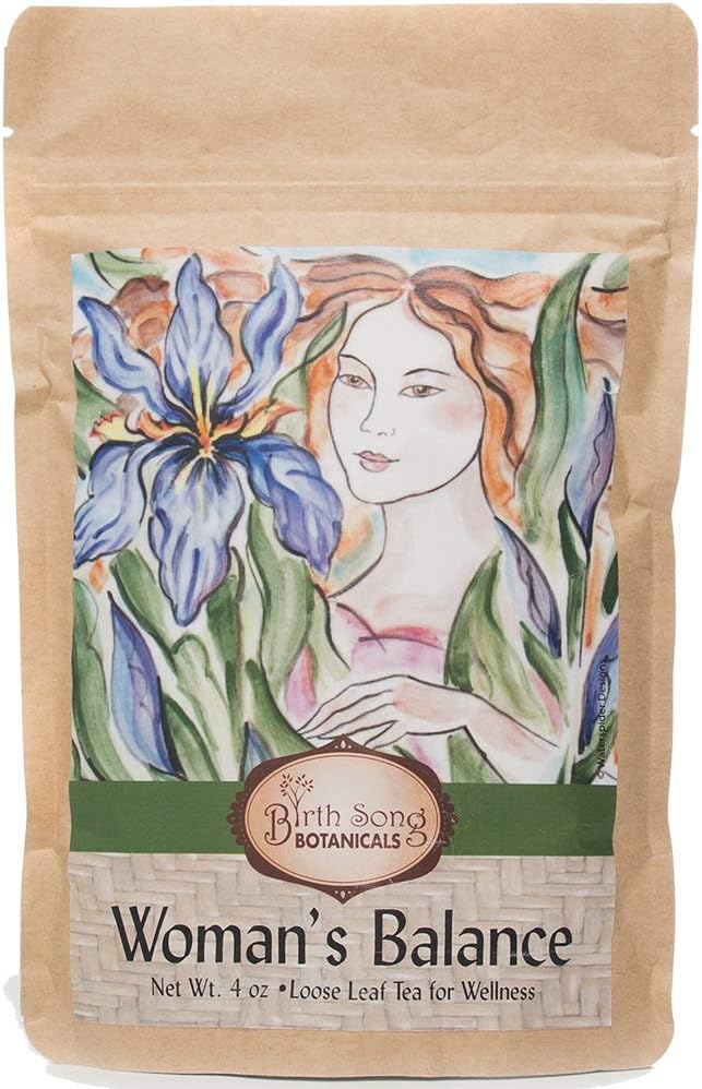 Birth Song Botanicals Organic Woman's Balance Ashwagandha Wellness Herbal Tea, Herbal Supplement to Help Regulate Your Cycle, Balance Hormones, Aid Ovulation, 4oz Bag