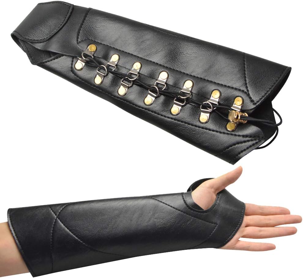 ZSHJGJR Archery Arm Guard Traditional Shooting Glove Leather Forearm Protector for Traditional Longbow Hunting Target Archery Accessories