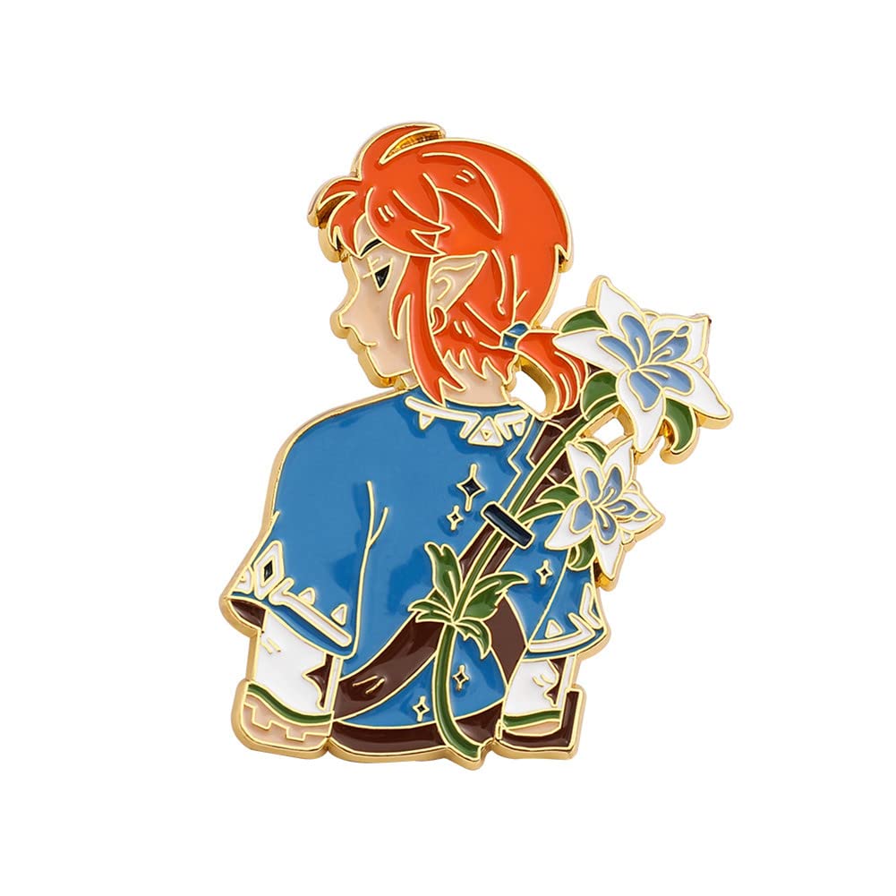 Adventure Warrior Link Enamel Pin Cute Cartoon Flowers Warrior Boy Medal Brooch Accessories Anime Video Game Fans Gift